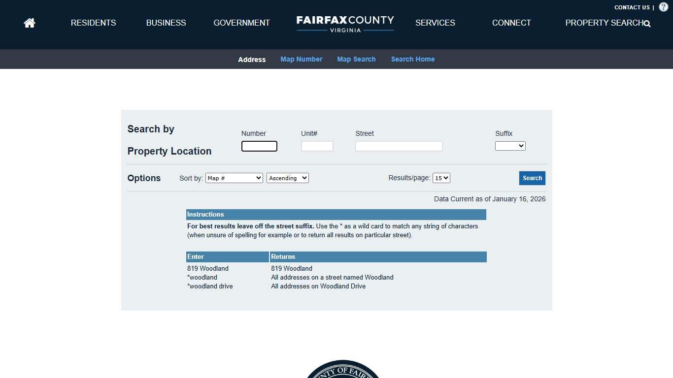 Fairfax County - Property Location Search